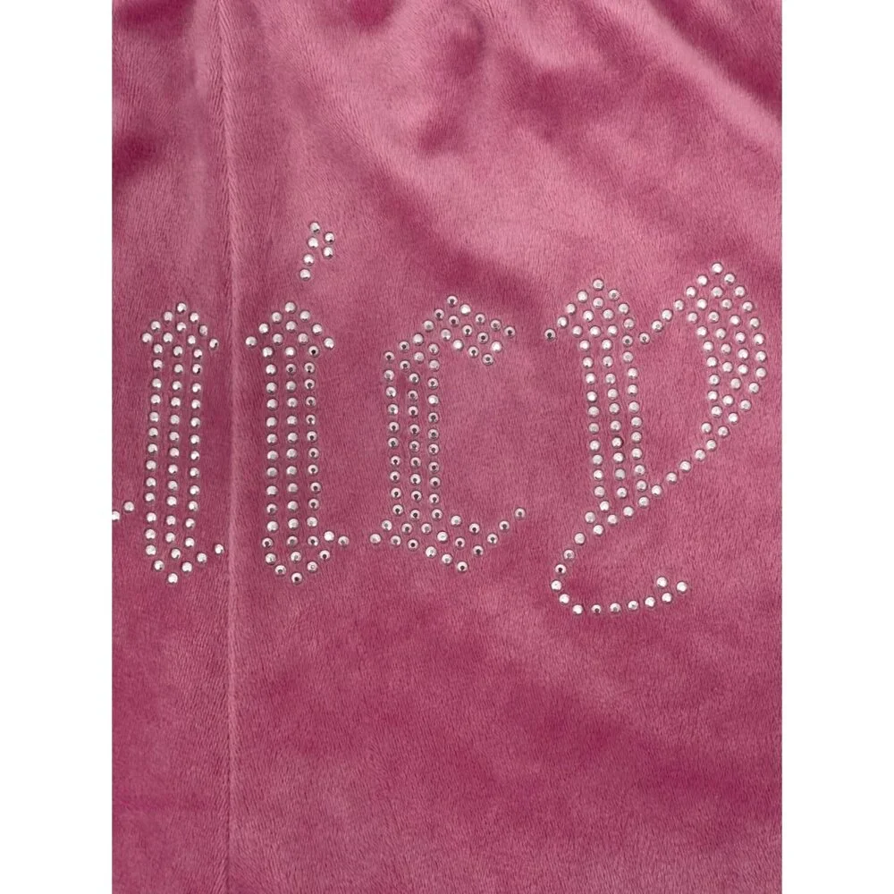Juicy Couture Rhinestone Logo Pink Velour Lounge Shorts XL Y2K Revive - Picture 7 of 13
